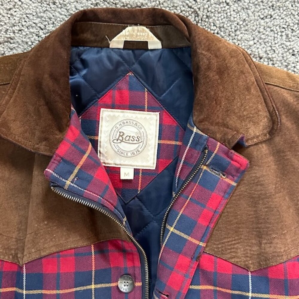 G.H. Bass & Co. Flannel and Suede Leather Quilt Lined Jacket - Size Medium -VGUC - Picture 3 of 13